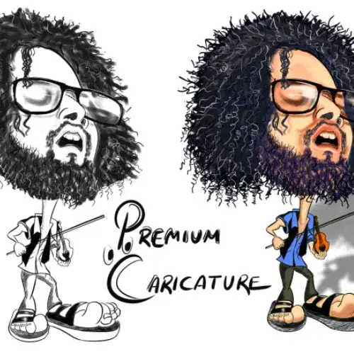 I will draw cartoon portrait caricature from photo